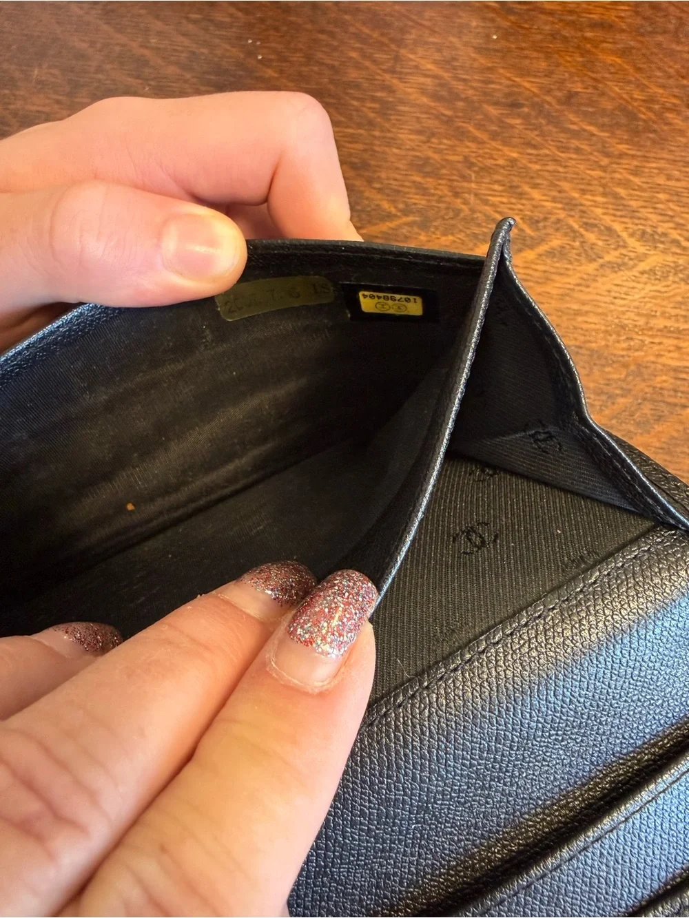 CHANEL Black Caviar Leather Continental Wallet with CC Snap with COA